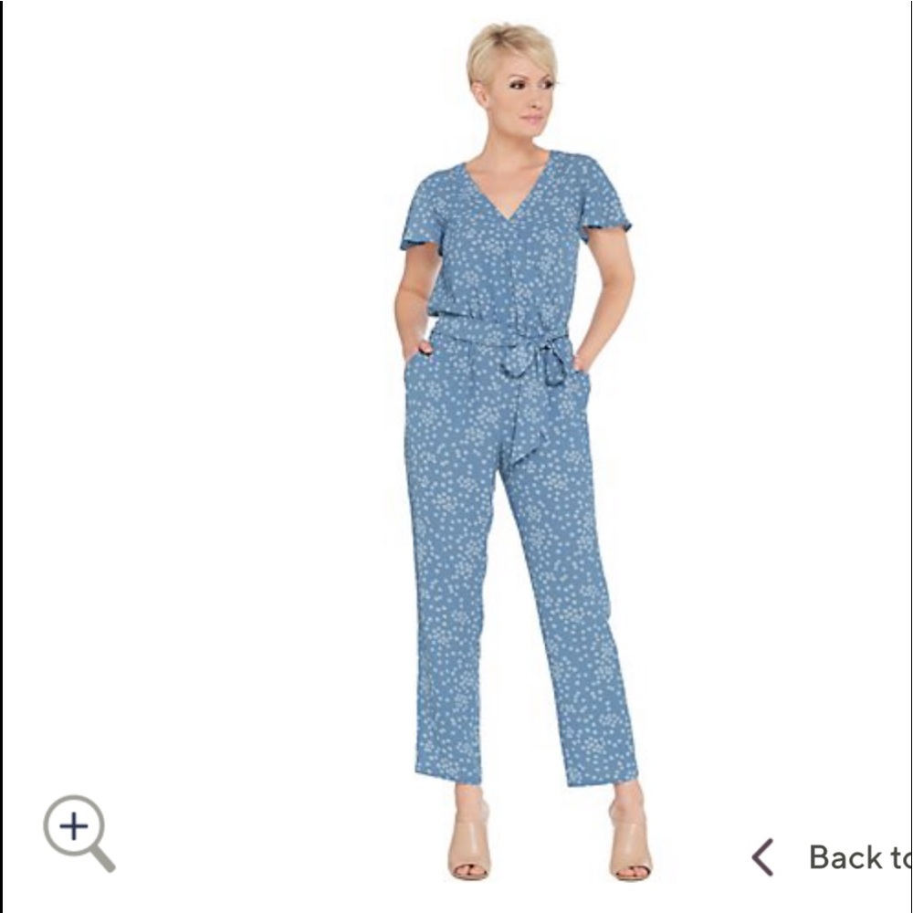 Vince Camuto Ditsy Showers Belted Jumpsuit